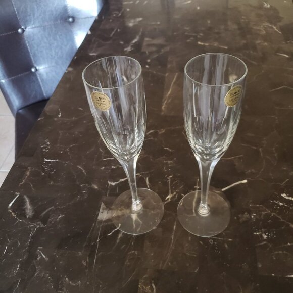 KROSNO Hand blown set of 2 hand polished hand cut champagne clear glass - Picture 11 of 12